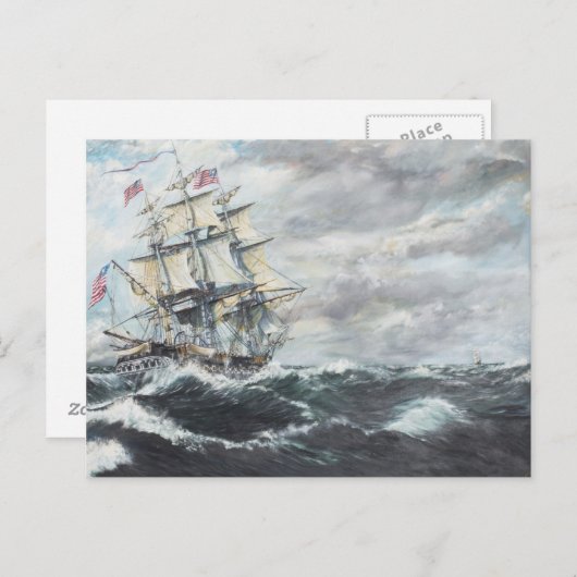 HMフリゲート艦GuerriereのためのUSS憲法の頭部 ポストカード (正面/裏面)