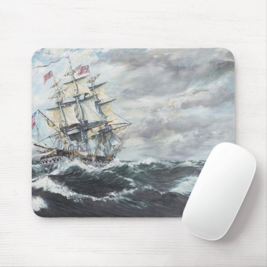 HMフリゲート艦GuerriereのためのUSS憲法の頭部 マウスパッド (マウス)
