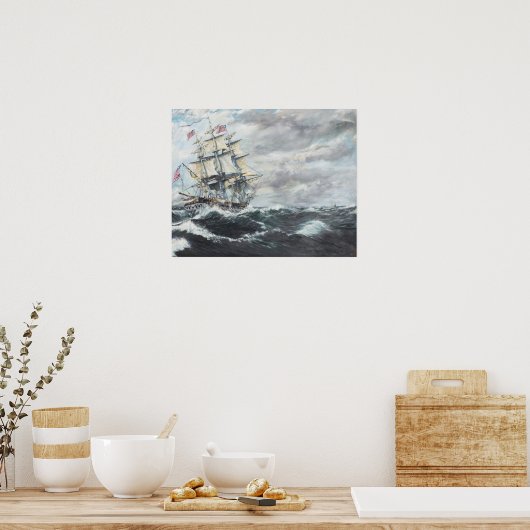 HMフリゲート・ゲリエールに向けて米憲法が先導 ポスター (キッチン)