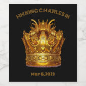 HM王チャールズ3世の戴冠式とゴールデンクラウン ワインラベル (シングルラベル)