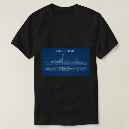 HMCSハイダ世界大戦2駆逐艦 Tシャツ (デザイン正面)