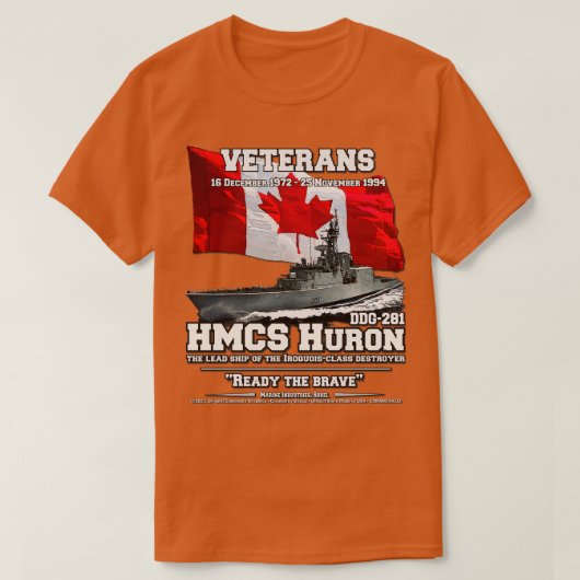HMCSヒューロン王室のカナダ退役軍人 Tシャツ (デザイン正面)
