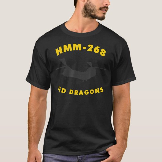 HMM-268赤ドラゴンスヘリコプター隊CH-46海 Tシャツ (正面)