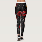 Hmmm Red Lipstick Gothic Glam Halloween Leggings レギンス (裏面)