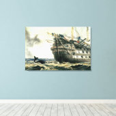 HMSアガメムノーンがオリジナル大西洋ケーブルを敷設し キャンバスプリント (インサイチュ (ウッドフロア))