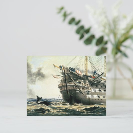 HMSアガメムノーンがオリジナル大西洋ケーブルを敷設し ポストカード (スタンド正面)