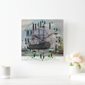 HMSクイーン戦艦1839 スクエア壁時計 (ホーム)