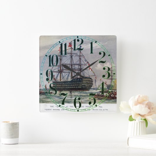 HMSクイーン戦艦1839 スクエア壁時計 (ホーム)
