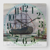 HMSクイーン戦艦1839 スクエア壁時計 (正面)