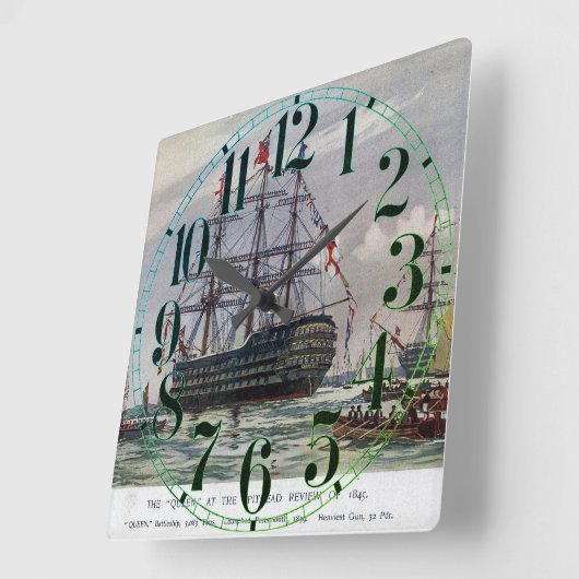 HMSクイーン戦艦1839 スクエア壁時計 (傾斜)