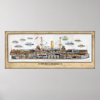 HMSソブリン王室のインボードプロフィール/カットウェイポスター ポスター