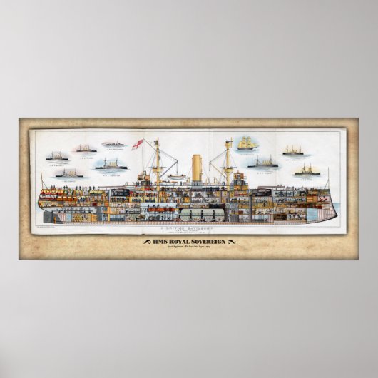 HMSソブリン王室のインボードプロフィール/カットウェイポスター ポスター (正面)