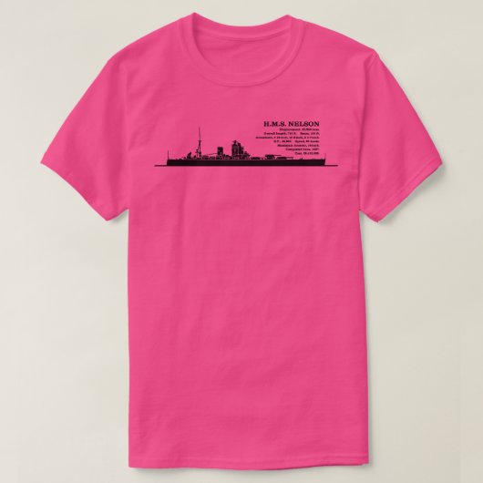 HMSネルソン英国戦艦インフォグラフィックInformat Tシャツ (デザイン正面)