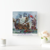 HMSノッチンガムと戦艦火星1703 スクエア壁時計 (ホーム)