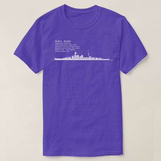 HMSフードイギリス戦艦シルエットインフォグラフィック Tシャツ (デザイン正面)