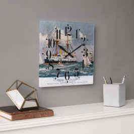 HMS柔軟性のない鉄装戦艦1876 スクエア壁時計