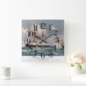 HMS柔軟性のない鉄装戦艦1876 スクエア壁時計 (ホーム)