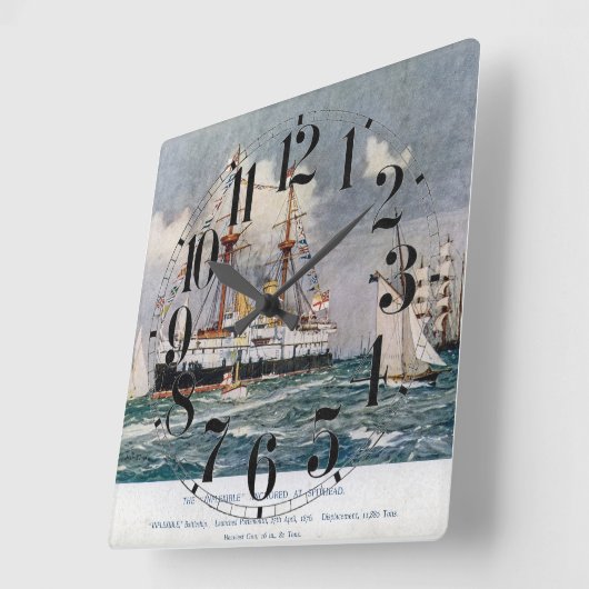 HMS柔軟性のない鉄装戦艦1876 スクエア壁時計 (傾斜)
