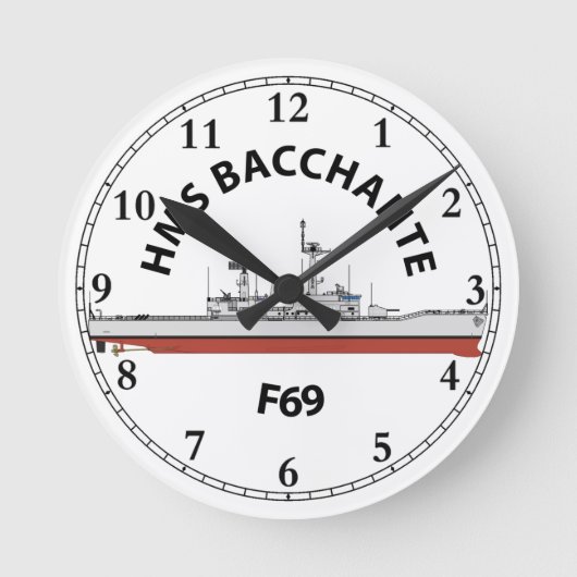 HMS BACCHANTE - F69 - LEANDER ORIG ラウンド壁時計 (正面)