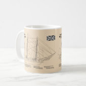 HMS Beagle Tall Ship – 船舶設計図SD コーヒーマグカップ (正面左)