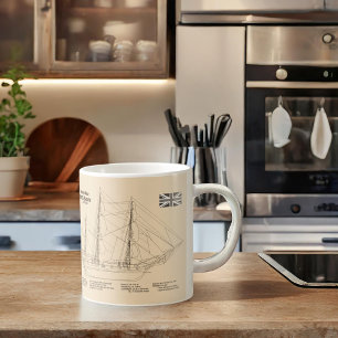 HMS Beagle Tall Ship – 船舶設計図SD コーヒーマグカップ