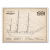 HMS Beagle Tall Ship – 船舶設計図SD シール (正面)