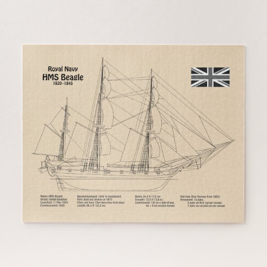 HMS Beagle Tall Ship – 船舶設計図SD ジグソーパズル (横)