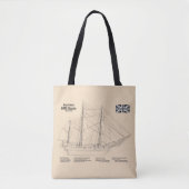 HMS Beagle Tall Ship – 船舶設計図SD トートバッグ (正面)