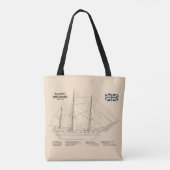 HMS Beagle Tall Ship – 船舶設計図SD トートバッグ (裏面)
