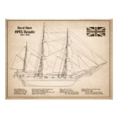HMS Beagle Tall Ship – 船舶設計図SD フォトプリント (正面)