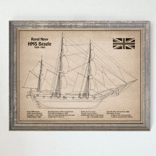 HMS Beagle Tall Ship – 船舶設計図SD ポスター