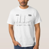 HMS Beagle Tall Ship – 船舶設計図SD Tシャツ (正面)