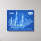 HMS Beagle Tall Ship - Ship Blueprint ABD キャンバスプリント (正面)