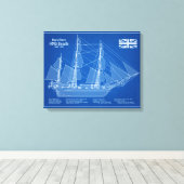 HMS Beagle Tall Ship - Ship Blueprint ABD キャンバスプリント (インサイチュ (ウッドフロア))