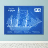 HMS Beagle Tall Ship - Ship Blueprint ABD キャンバスプリント (インサイチュ (ウッドフロア))