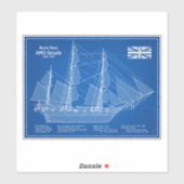 HMS Beagle Tall Ship - Ship Blueprint ABD シール (シート)