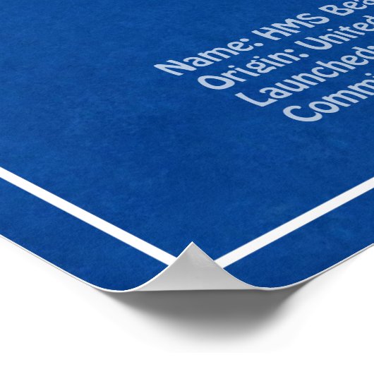 HMS Beagle Tall Ship - Ship Blueprint ABD ポスター (角)