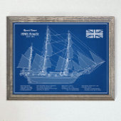 HMS Beagle Tall Ship - Ship Blueprint ABD ポスター