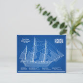 HMS Beagle Tall Ship - Ship Blueprint ABD ポストカード (スタンド正面)