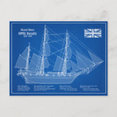 HMS Beagle Tall Ship - Ship Blueprint ABD ポストカード (正面)