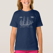 HMS Beagle Tall Ship - Ship Blueprint ABD Tシャツ (正面)