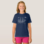 HMS Beagle Tall Ship - Ship Blueprint ABD Tシャツ (正面フル)