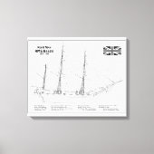 HMS Beagle Tall Ship - Ship Blueprint BD キャンバスプリント (正面)