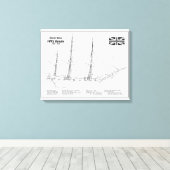 HMS Beagle Tall Ship - Ship Blueprint BD キャンバスプリント (インサイチュ (ウッドフロア))