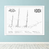 HMS Beagle Tall Ship - Ship Blueprint BD キャンバスプリント (インサイチュ (ウッドフロア))