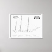 HMS Beagle Tall Ship - Ship Blueprint BD キャンバスプリント (正面)