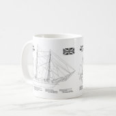 HMS Beagle Tall Ship - Ship Blueprint BD コーヒーマグカップ (正面左)