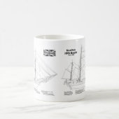 HMS Beagle Tall Ship - Ship Blueprint BD コーヒーマグカップ (中央)