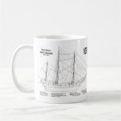 HMS Beagle Tall Ship - Ship Blueprint BD コーヒーマグカップ (左)