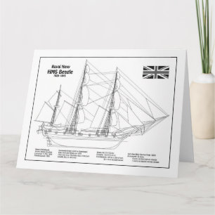 HMS Beagle Tall Ship - Ship Blueprint BD サンキューカード